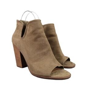 Dolce Vita Shoes Womens 7.5 Bootie Fashion Open Toe Cutout Chunky Heel Olive Zip